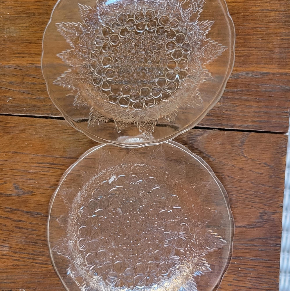 2 Floral glass plates